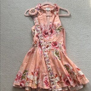 HEMANT & NANDITA Peach Floral Kids Dress